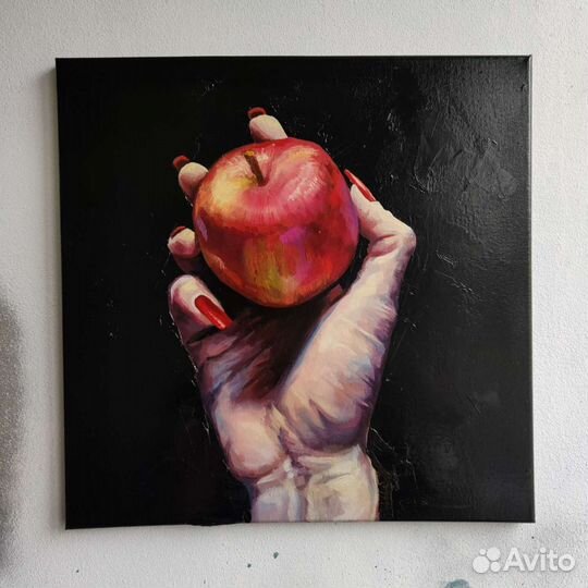 Картина маслом с яблоком