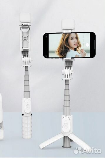 Селфи палка с bluetooth и лампой