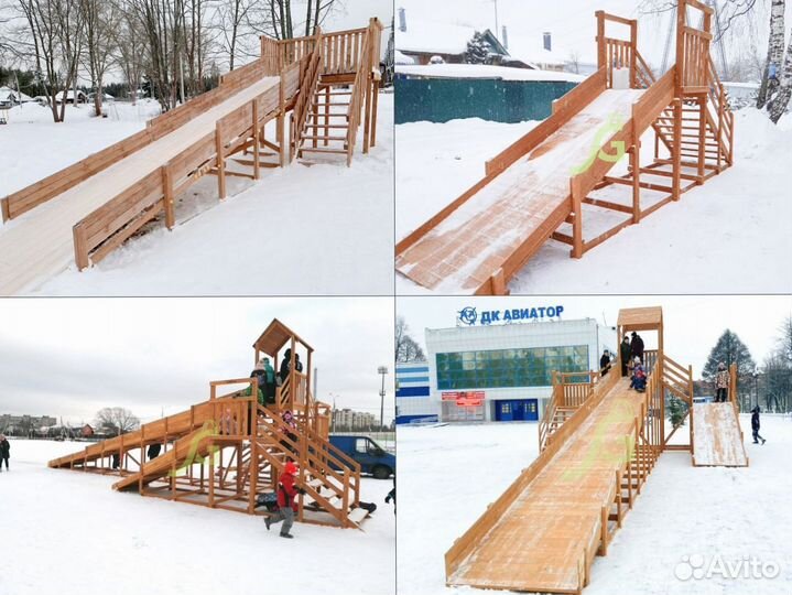 Зимние деревянные горки