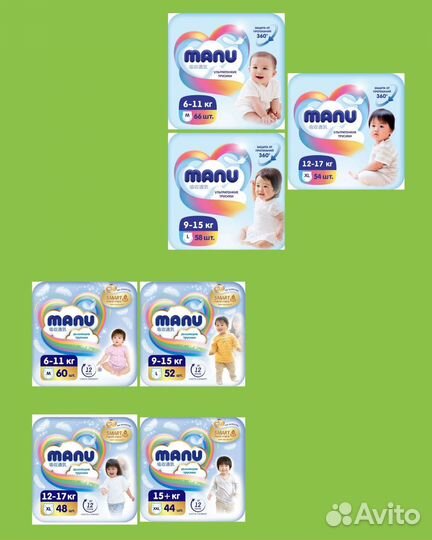 Подгузники -Трусики Manu М,L,XL,XXL