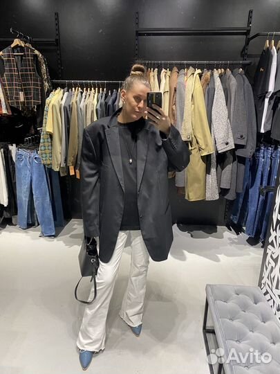 Винтажный большой оверсайз пиджак 54% шерсть