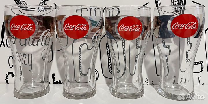 Набор 4 стакана с девушками Кока-кола