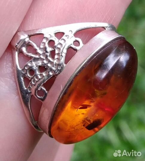 Кольцо винтаж янтарь серебро зв 925 пр СССР