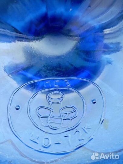 Ваза для фруктов на ножке цветное стекло СССР