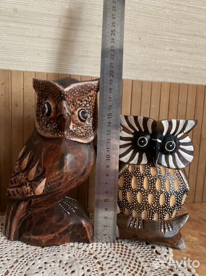 Фигурки сов из натур. дерева высотой 15-25см