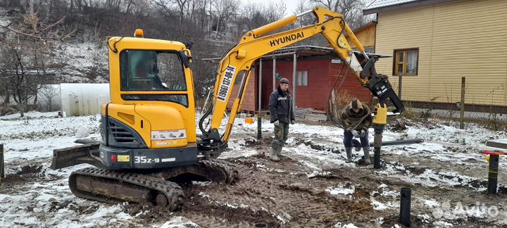 Аренда миниэкскаватор Услуги минипогрузчик с Буром