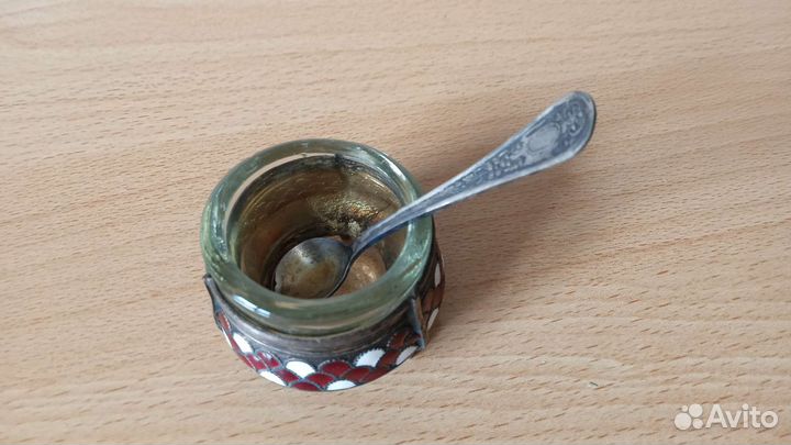 Солонка мельхиор СССР с ложечкой