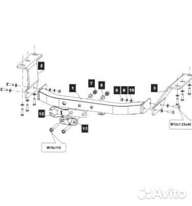 Фаркоп Lexus RX,крюк торцевой с нерж. накладкой