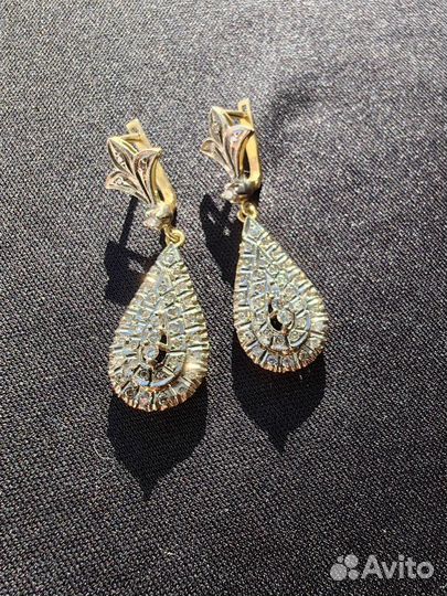 Серьги бриллиантовые СССР 750 проба