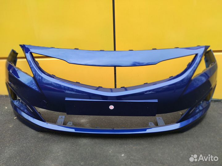 Бампер передний на Хёндай Солярис 14-17 синий