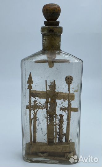 Бутылка штоф паломническая стекло крест распятие