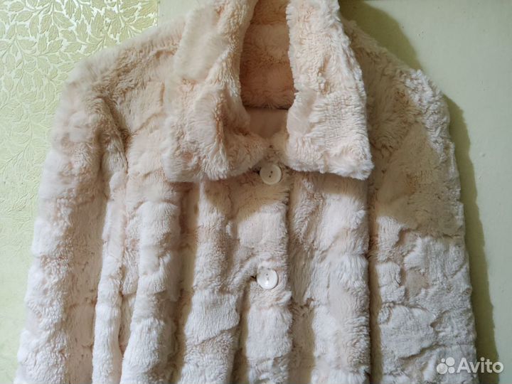 Куртка жакет розовая пудра б/у пушистая 44размер