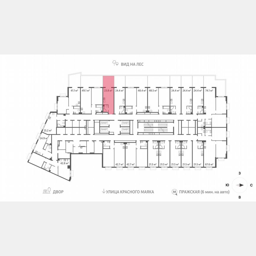 Квартира-студия, 23,8 м², 2/23 эт.