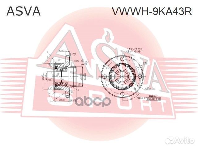 Ступица колеса зад прав/лев vwwh9KA43R asva