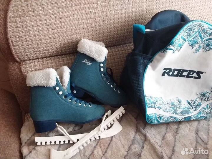 Коньки женские фигурные с мехом, 38 размер