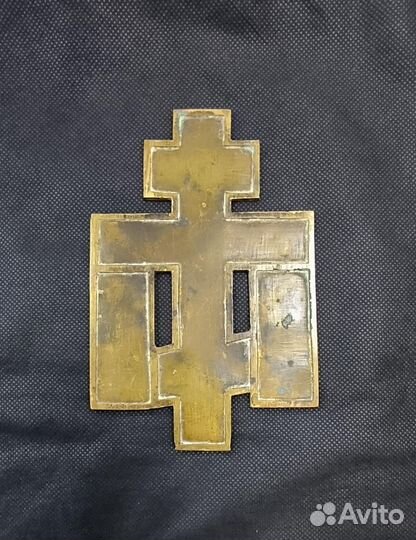 Крест литой с эмалями, старинный