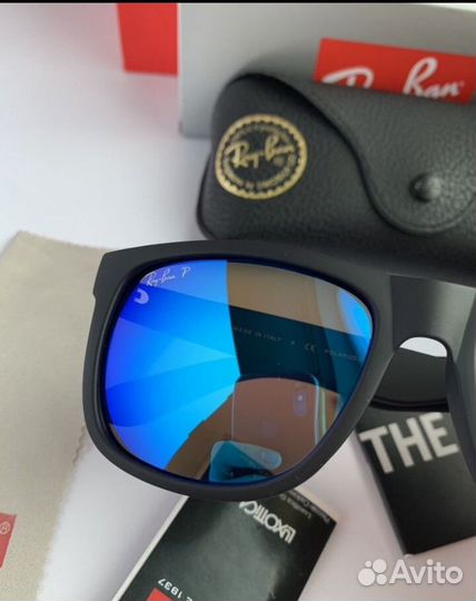 Очки ray ban justin Polaroid зеркальные синие