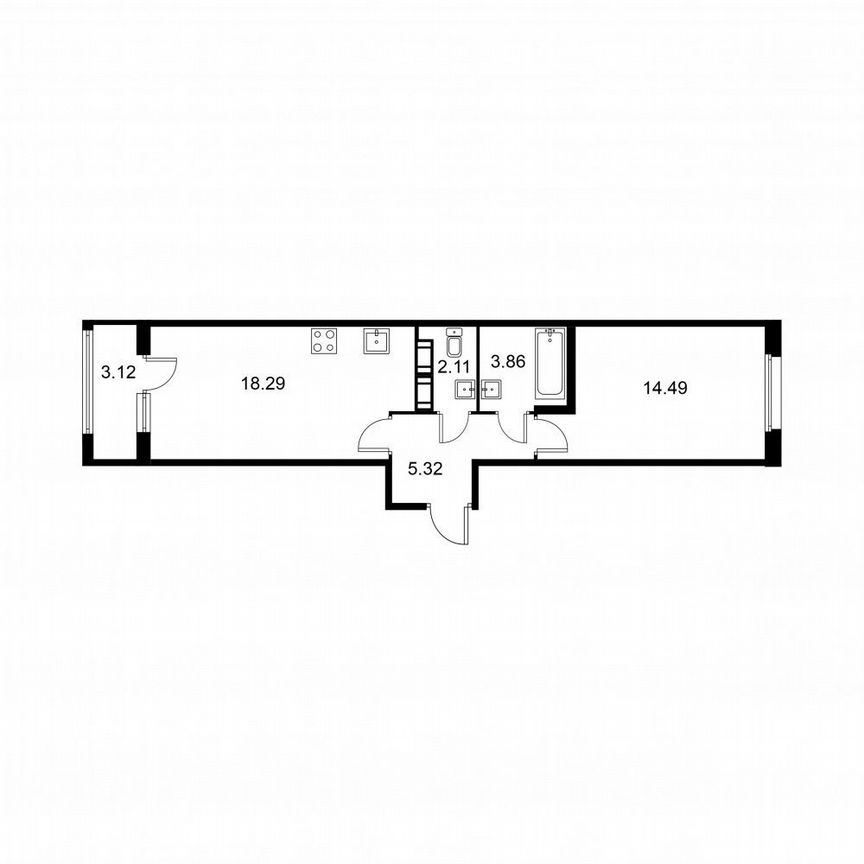 1-к. квартира, 45,6 м², 7/9 эт.