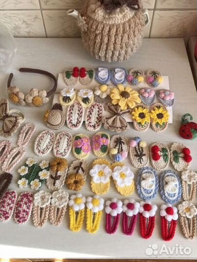 Заколка для волос вязаная ручная работа