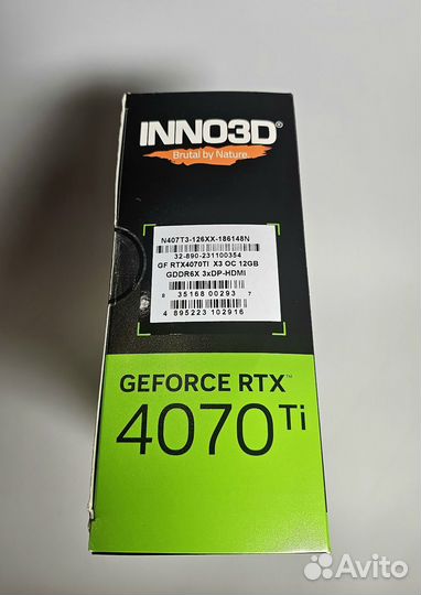 Видеокарта Inno3d Geforce RTX 4070 ti x3 oc 12 gb