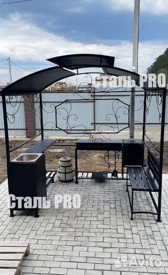 Мангал с крышей кованый