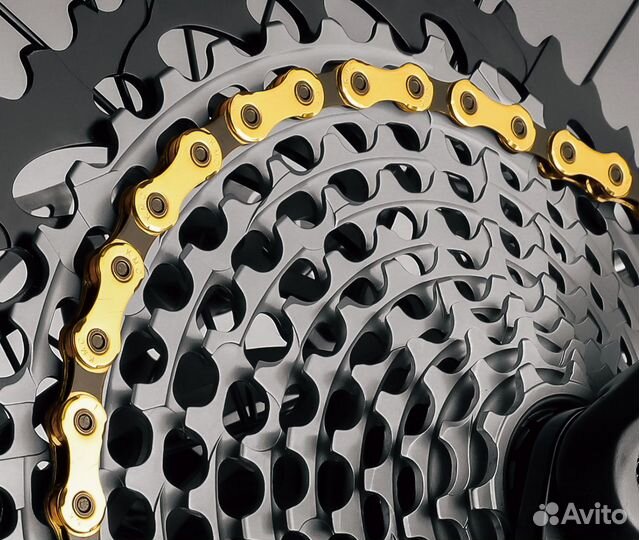 Цепь велосипедная KMC X12 Gold (Ti-n), 12 ск., 126 зв., с замком