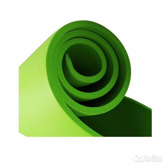 Фитнес коврик для йоги 1см толстый зелёный +стяжка