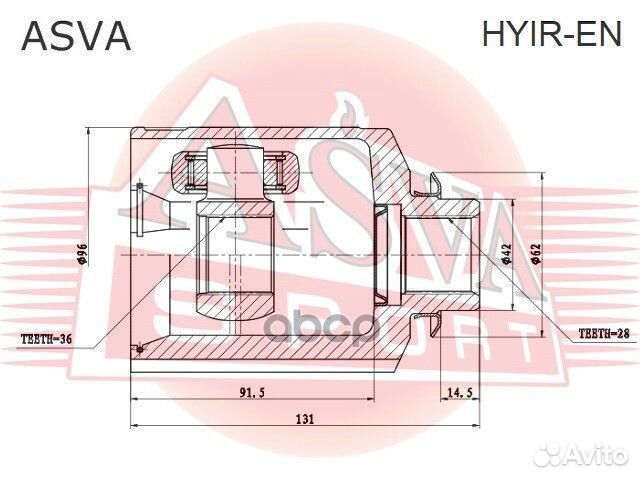 ШРУС внутренний правый hyundai IX55 28x36x42 HY