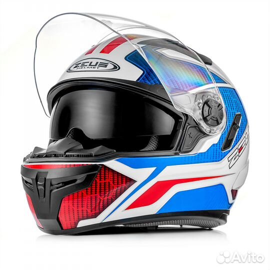 Мотошлем Zeus ZS-813A Blue-White