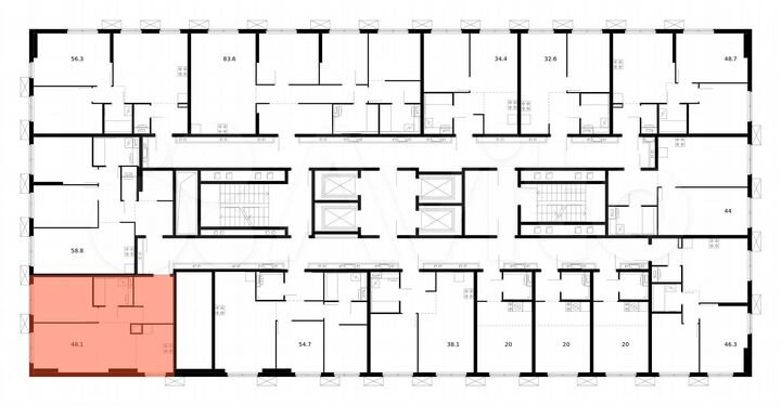 2-к. квартира, 48,1 м², 31/33 эт.