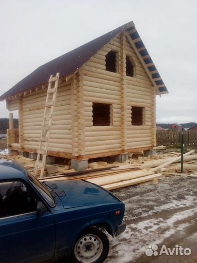 С- Сруб из оцилиндрованного бревна 8x6