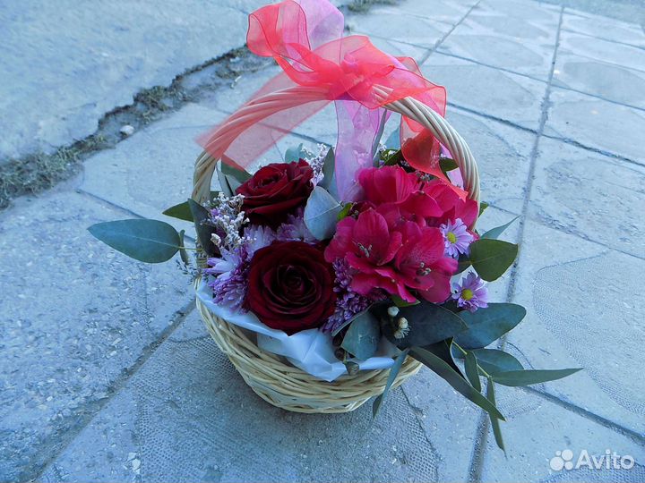 Гипсофила и Розы. Корзины
