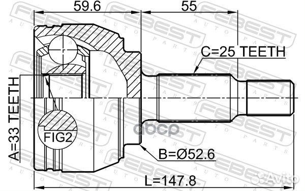 ШРУС наружний. перед. Renault Duster 1.6 