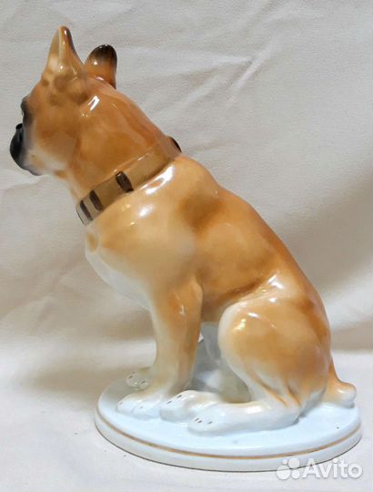 Фарфоровая статуэтка лфз. Собака- Бульдог. СССР