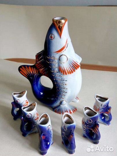 Набор для коньяка. Рыбки. Времён СССР