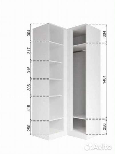 Шкаф угловой Мори 960 в 2х цветах