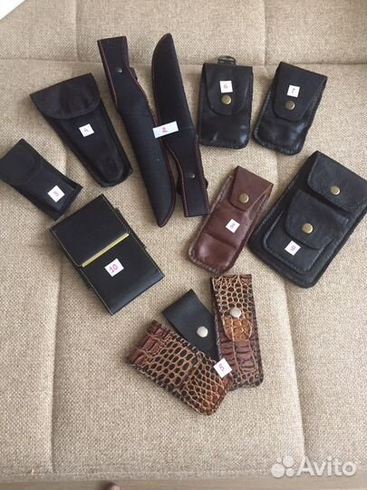 Чехлы для ножей. Из плотной ткани и кожи.Новые