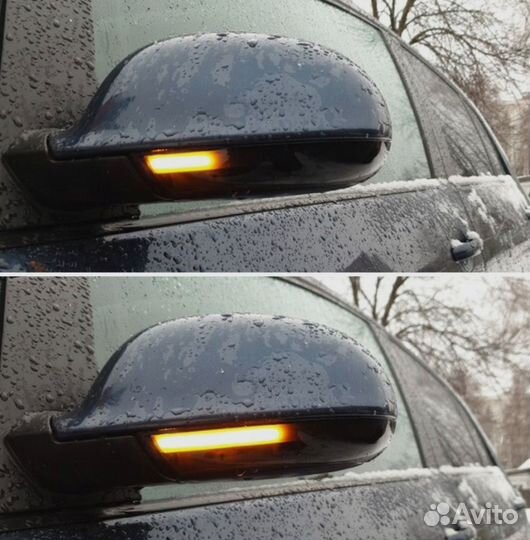 Диодные поворотники в зеркала passat B6 vw