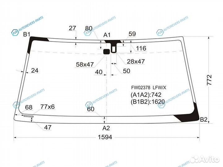 FW02378 lfwx Стекло лобовое + дд toyota land cruis