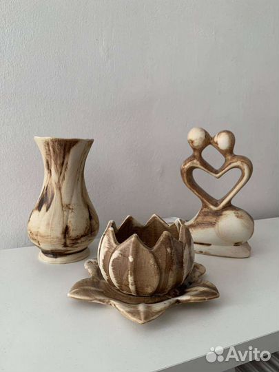 Декоративные статуэтки набор, подсвечник, ваза