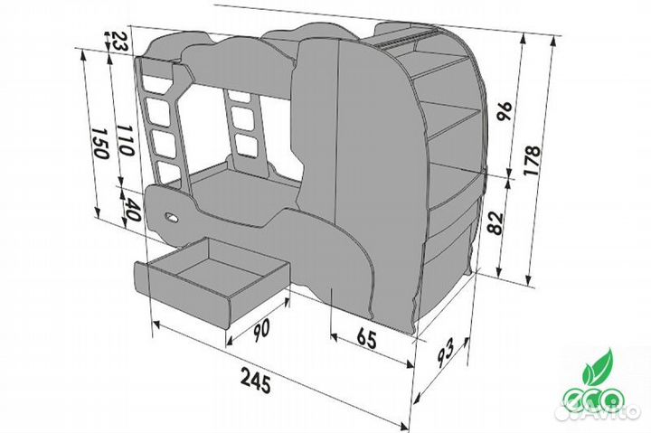 Двухъярусная кровать грузовик