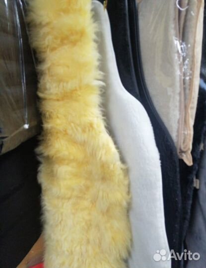 Накидки меховые длинный ворс с подкладом желтые