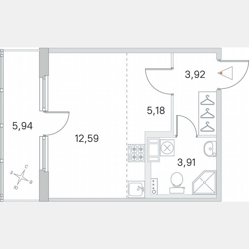 Квартира-студия, 28,6 м², 2/4 эт.