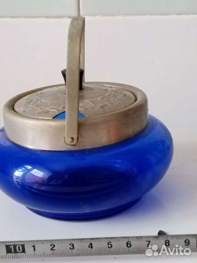 Сахарница СССР салатники синее стекло