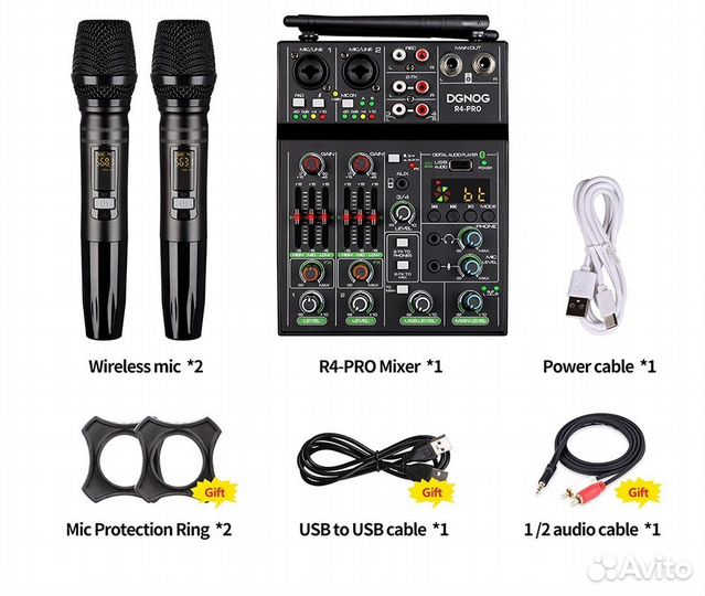 Беспроводной 4-канальный микшер dgnog R4-PRO 2 мик