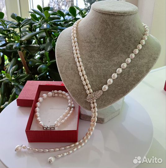 Колье из натурального жемчуга