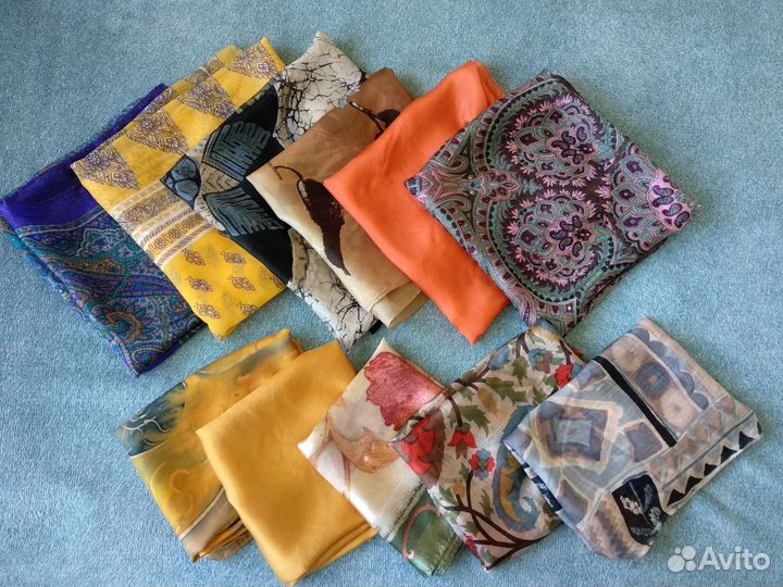 Платки на голову шелковые шарфы на шею Индия