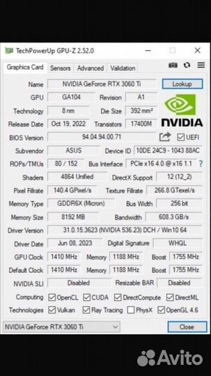 Видеокарта Asus tuf rtx 3060 ti