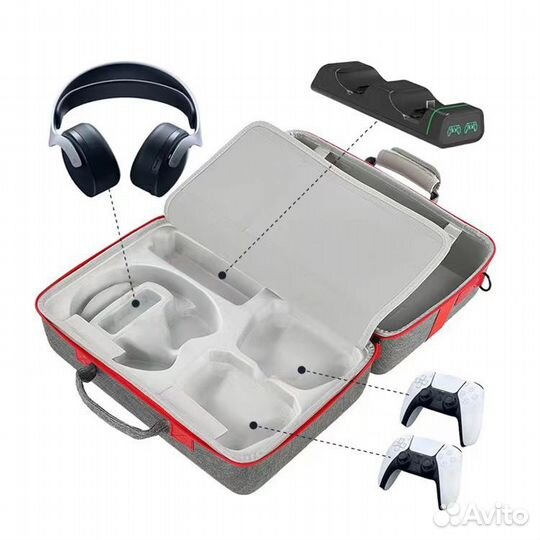 Сумка чехол для ps5. Ударопрочный кейс с лого ps5
