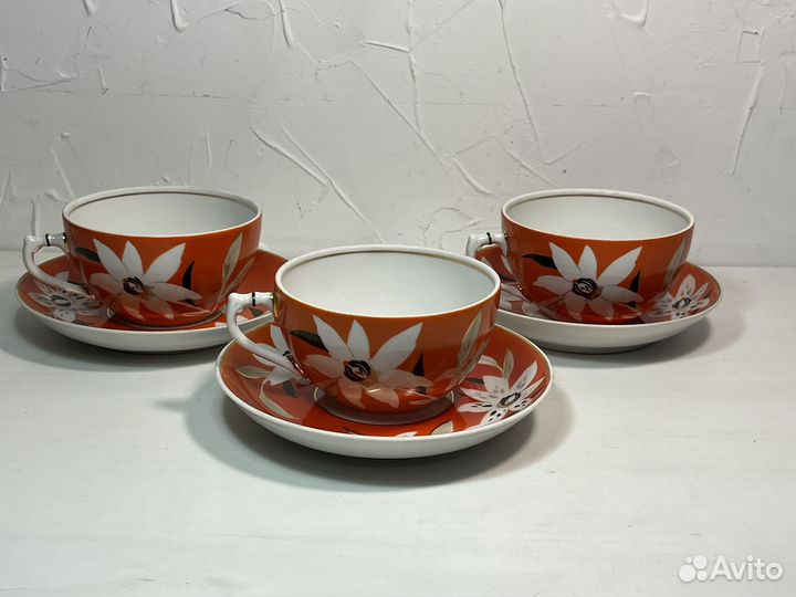 Чайные пары Тигровая лилия, Дулево, 1961 год